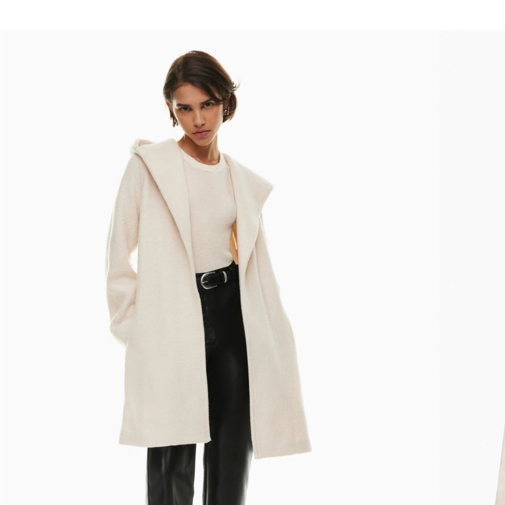 Aritzia Wilfred hooded wool coat cream color - Picture 1 of 14